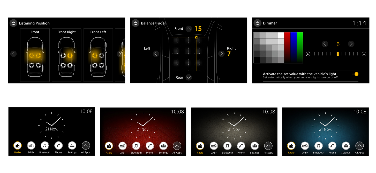 Kelių sąsajų ekrane ir jų galimybių XAV-9550ES įrenginyje nuotrauka.